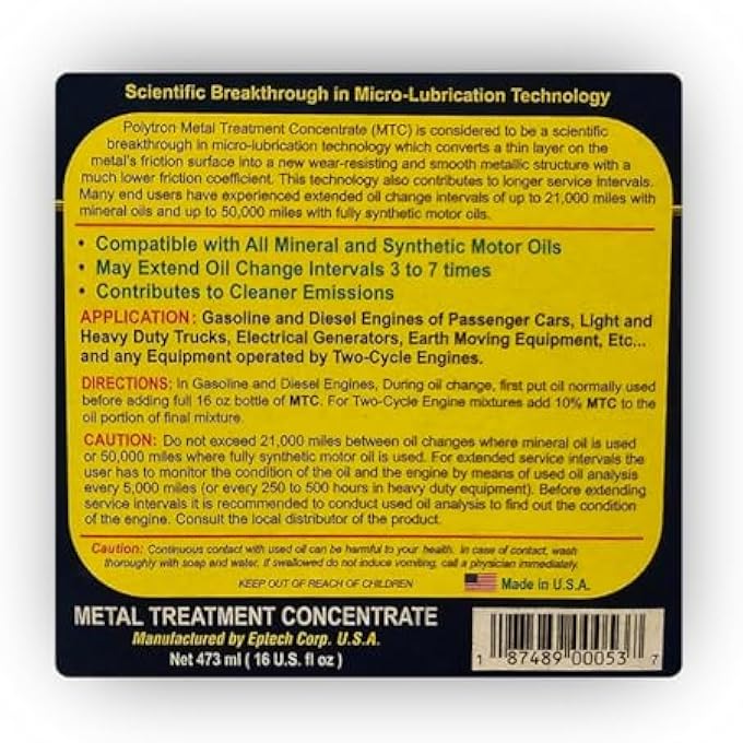 Polytron METAL TREATMENT CONCENTRATE ENGINE OIL ADDITIVE, 473 ML - Image 2